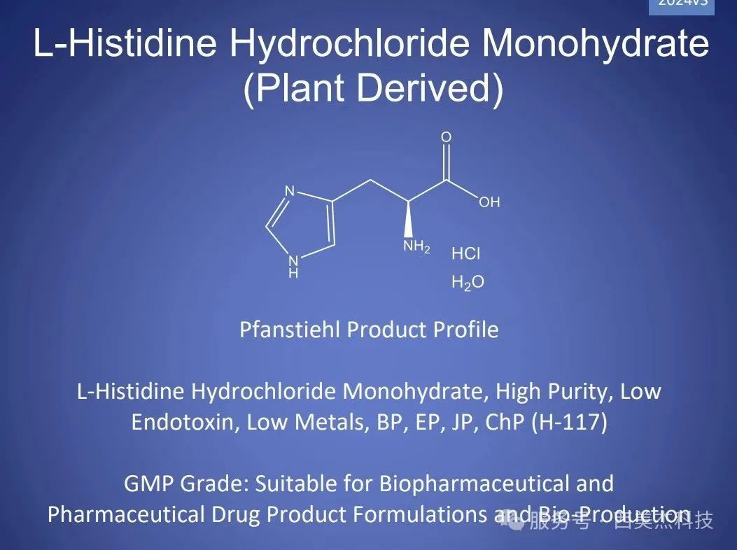 喜訊！Pfanstiehl 注射級鹽酸組氨酸 (H-117) CDE登記號已激活轉A！